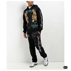 Ed Hardy Crawling Tiger Black Sweatpants men’s size XL